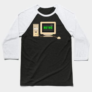 8 bit Retro Computer Gamer Baseball T-Shirt